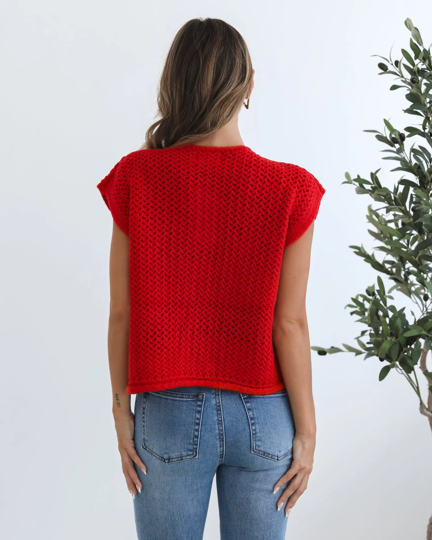 Hot Vasha Knit Top - Red Basic Tops|Tops