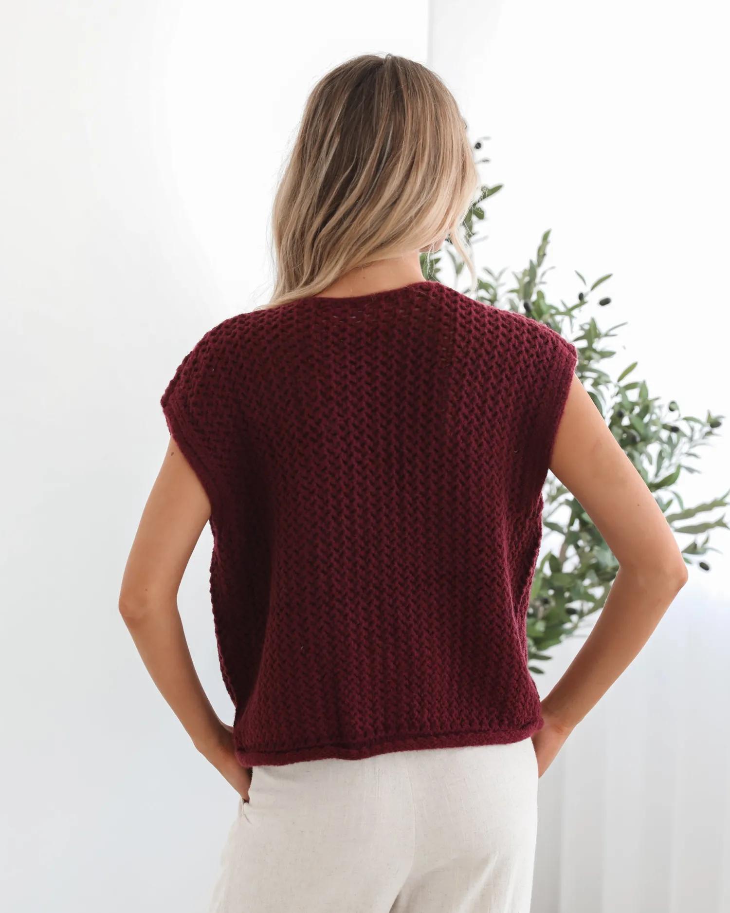 Clearance Vasha Knit Top - Wine Basic Tops|Tops