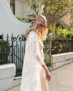 Online Vellora Kimono - White Lace Tops