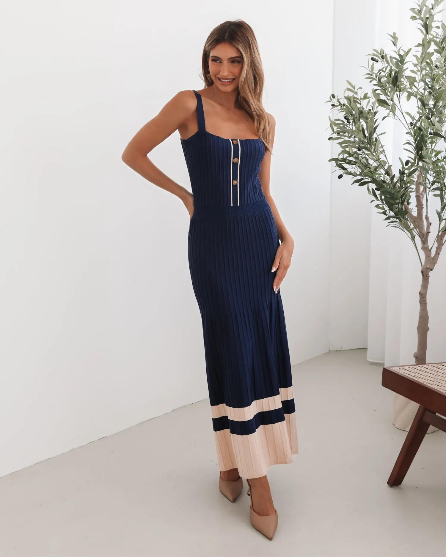 Outlet Vianne Dress - Navy Multi Knit Dresses|Maternity Dresses