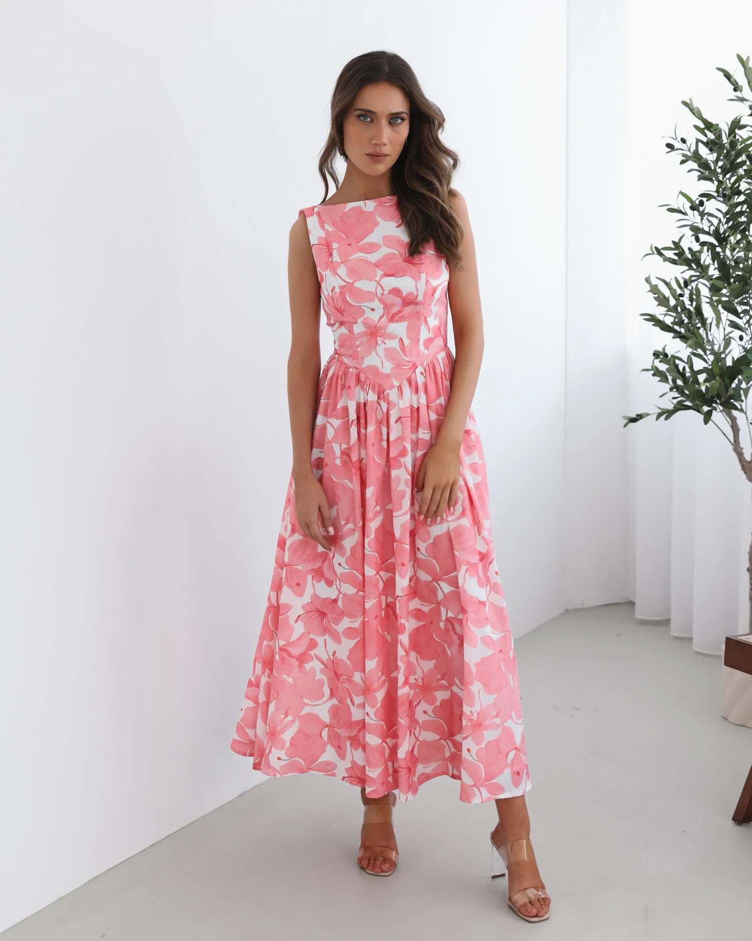 Online Whitley Dress - Pink Floral Floral Dresses|Maxi Dresses