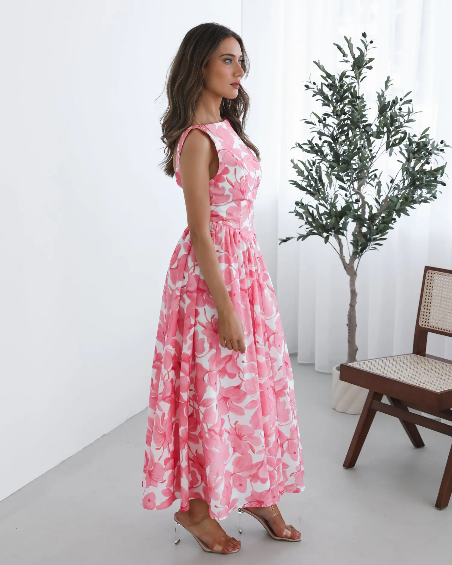 Online Whitley Dress - Pink Floral Floral Dresses|Maxi Dresses