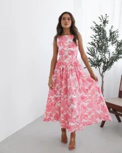 Online Whitley Dress - Pink Floral Floral Dresses|Maxi Dresses