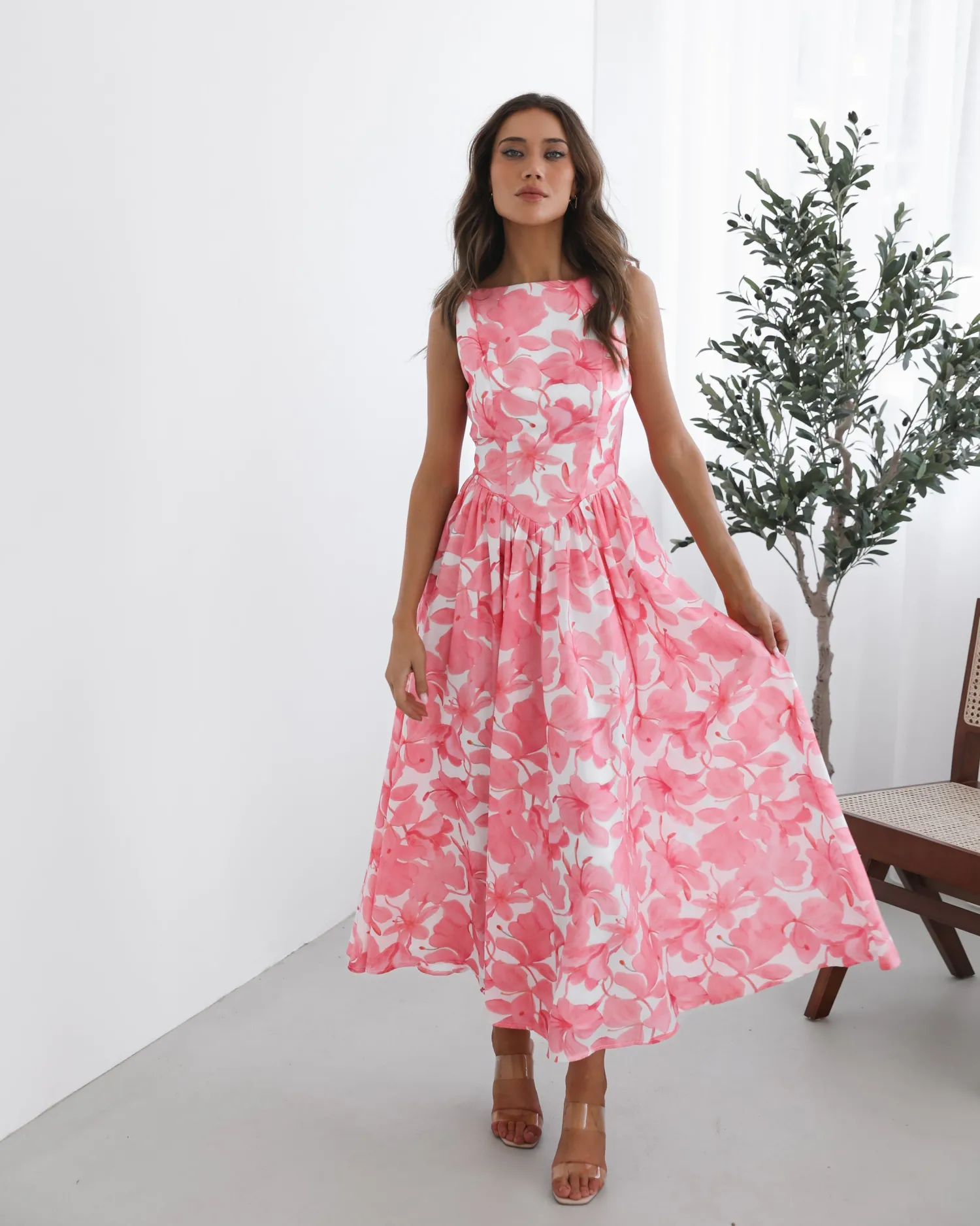 Online Whitley Dress - Pink Floral Floral Dresses|Maxi Dresses