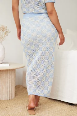 New Xiara Crochet Skirt - Blue Check Skirts|Sets