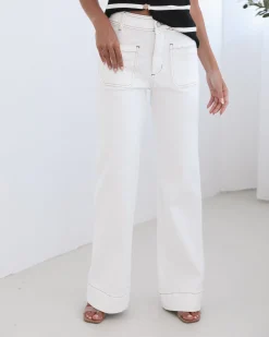 Outlet Yzabel Jeans - White Denim Jeans|Bottoms