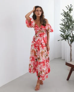 Discount Zahra Dress - Floral Print Floral Dresses|Cut Out Dresses