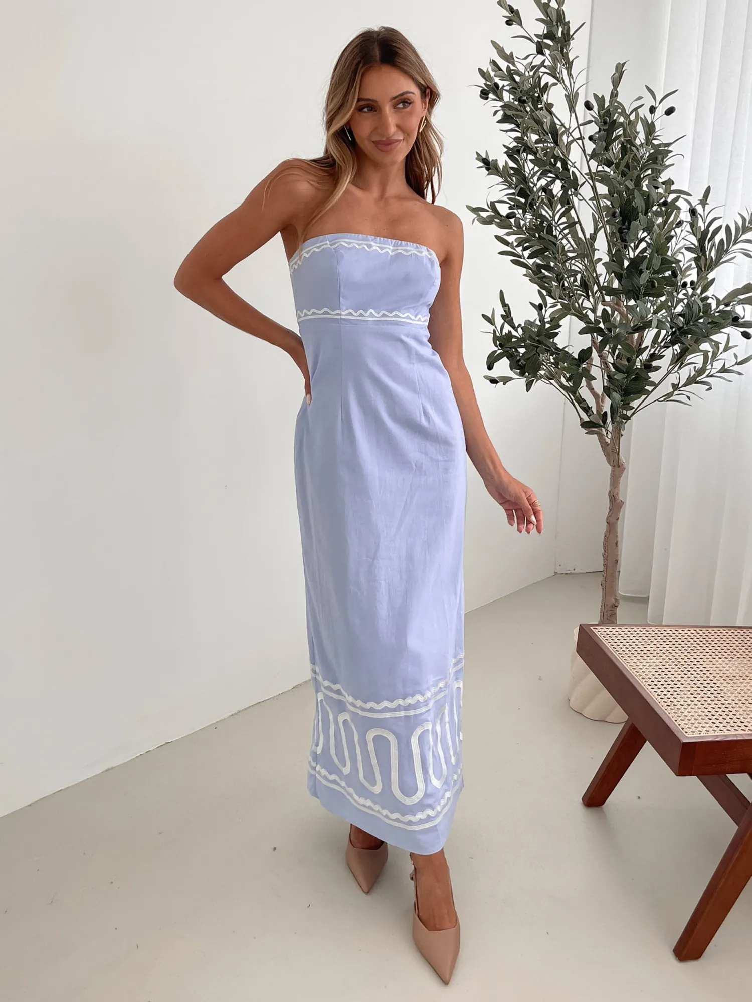 New Zareena Dress - Blue Print Maxi Dresses|Holiday Dresses