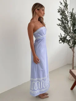 New Zareena Dress - Blue Print Maxi Dresses|Holiday Dresses