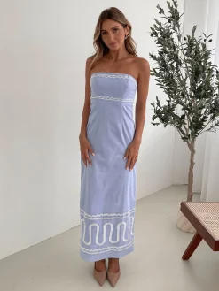 New Zareena Dress - Blue Print Maxi Dresses|Holiday Dresses