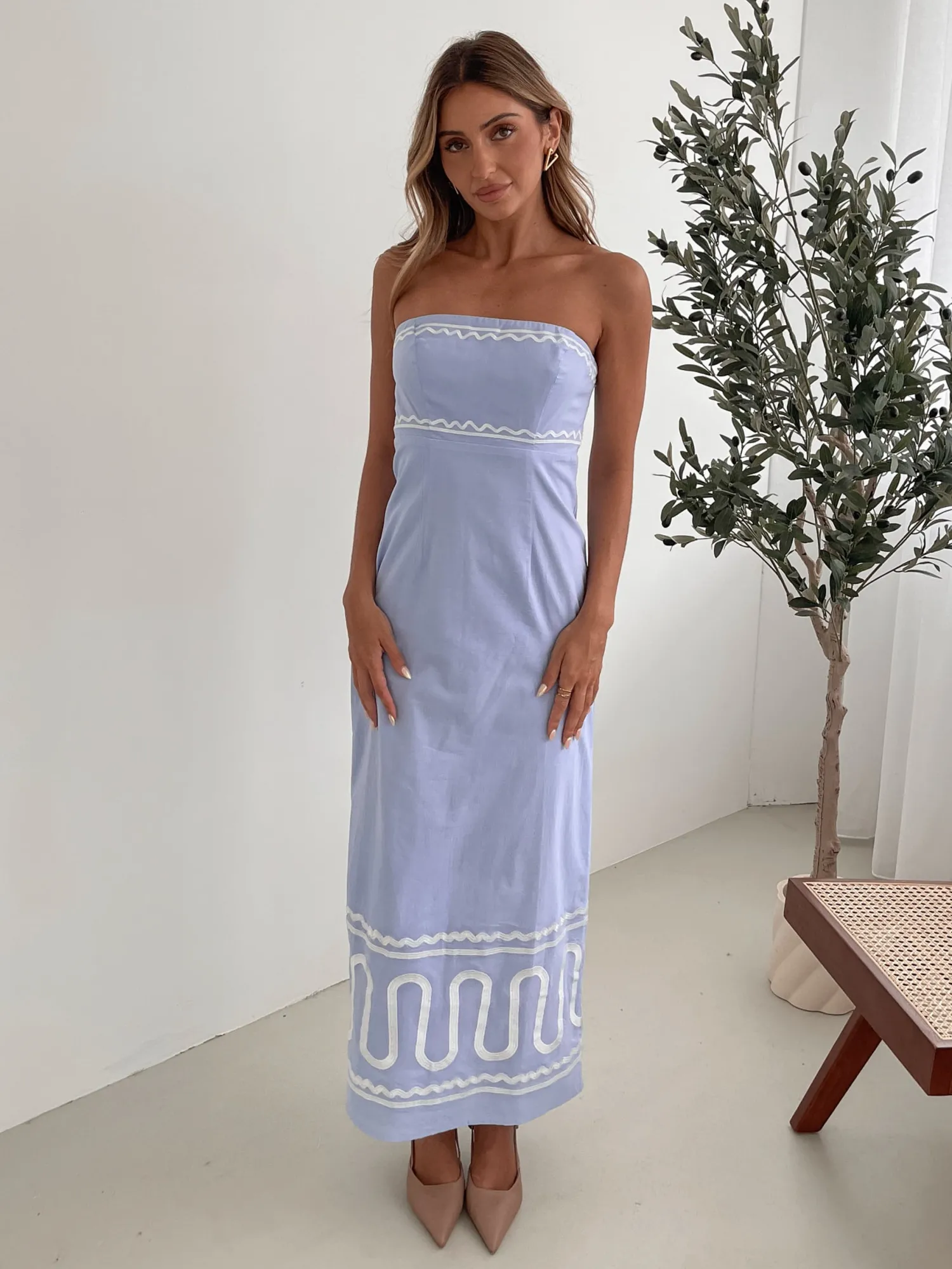 New Zareena Dress - Blue Print Maxi Dresses|Holiday Dresses