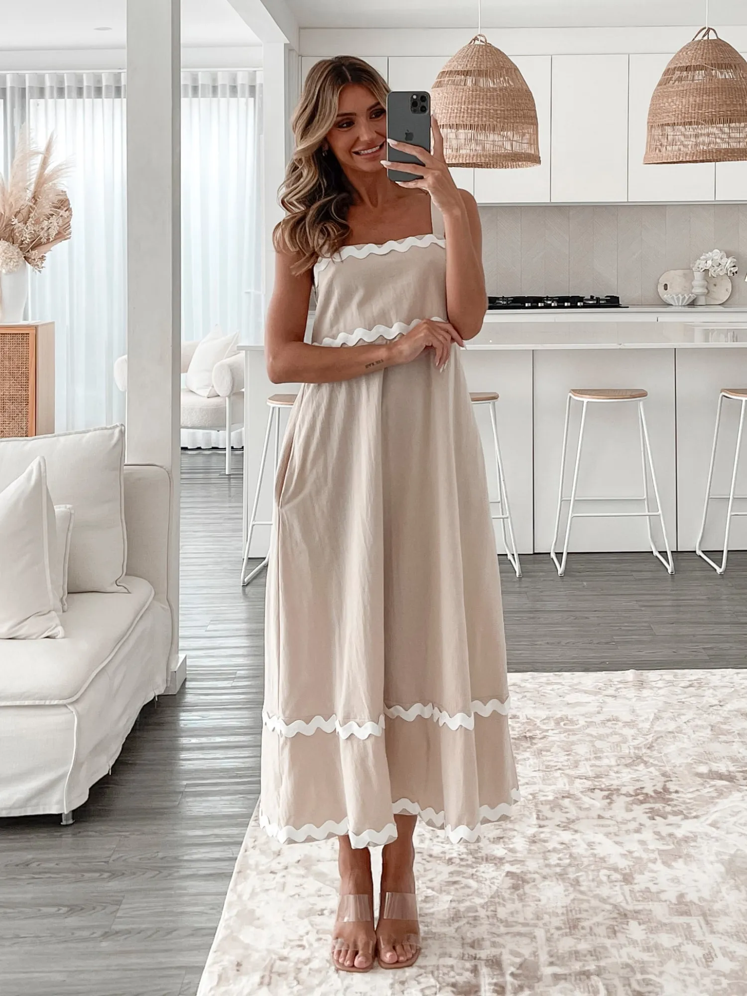 Online Zarienne Dress - Beige Multi Curve Dresses|Maternity Dresses