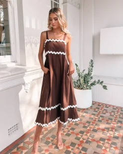 Discount Zarienne Dress - Choc Multi Curve Dresses|Maternity Dresses