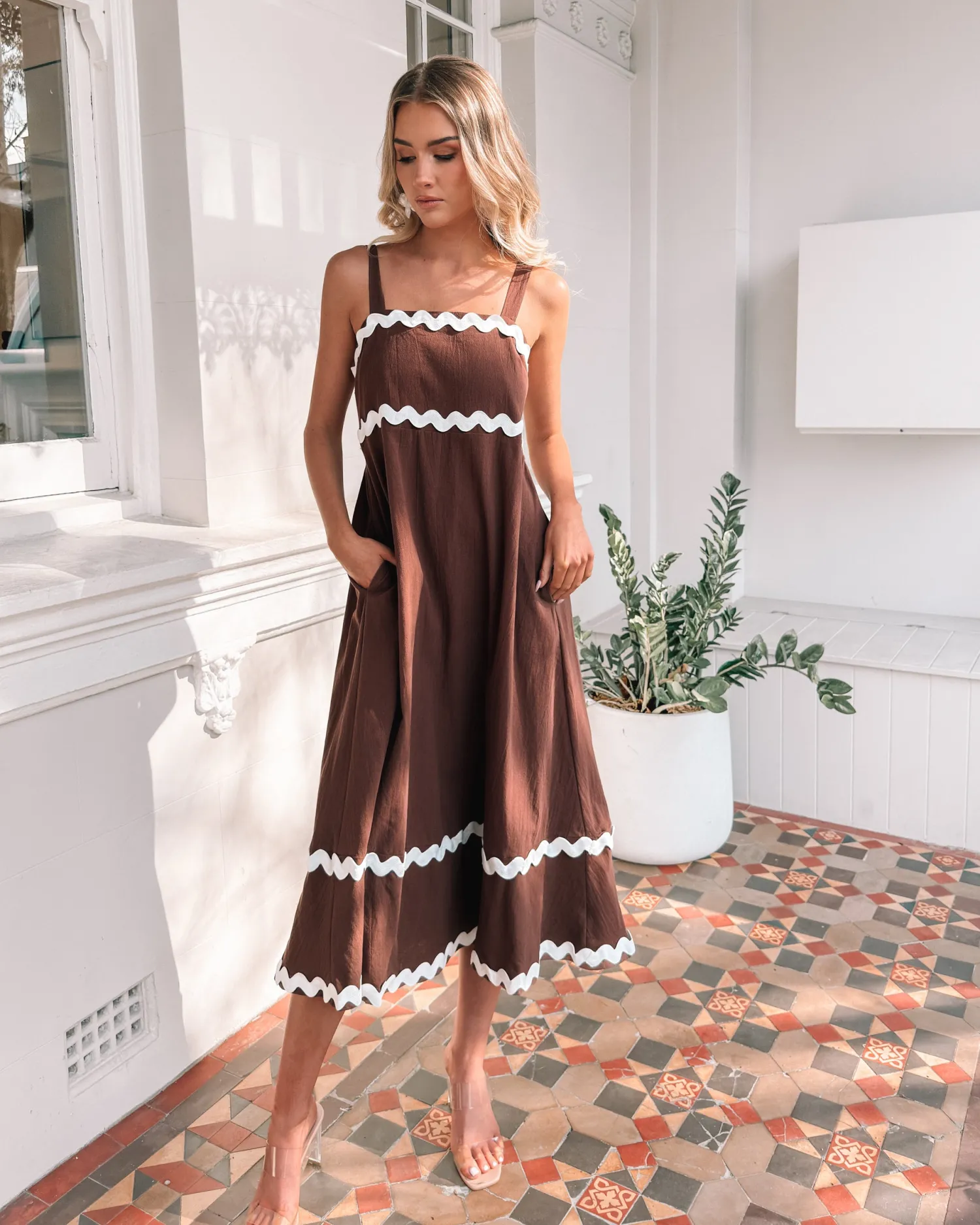 Discount Zarienne Dress - Choc Multi Curve Dresses|Maternity Dresses