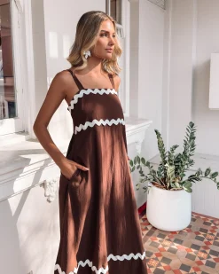 Discount Zarienne Dress - Choc Multi Curve Dresses|Maternity Dresses