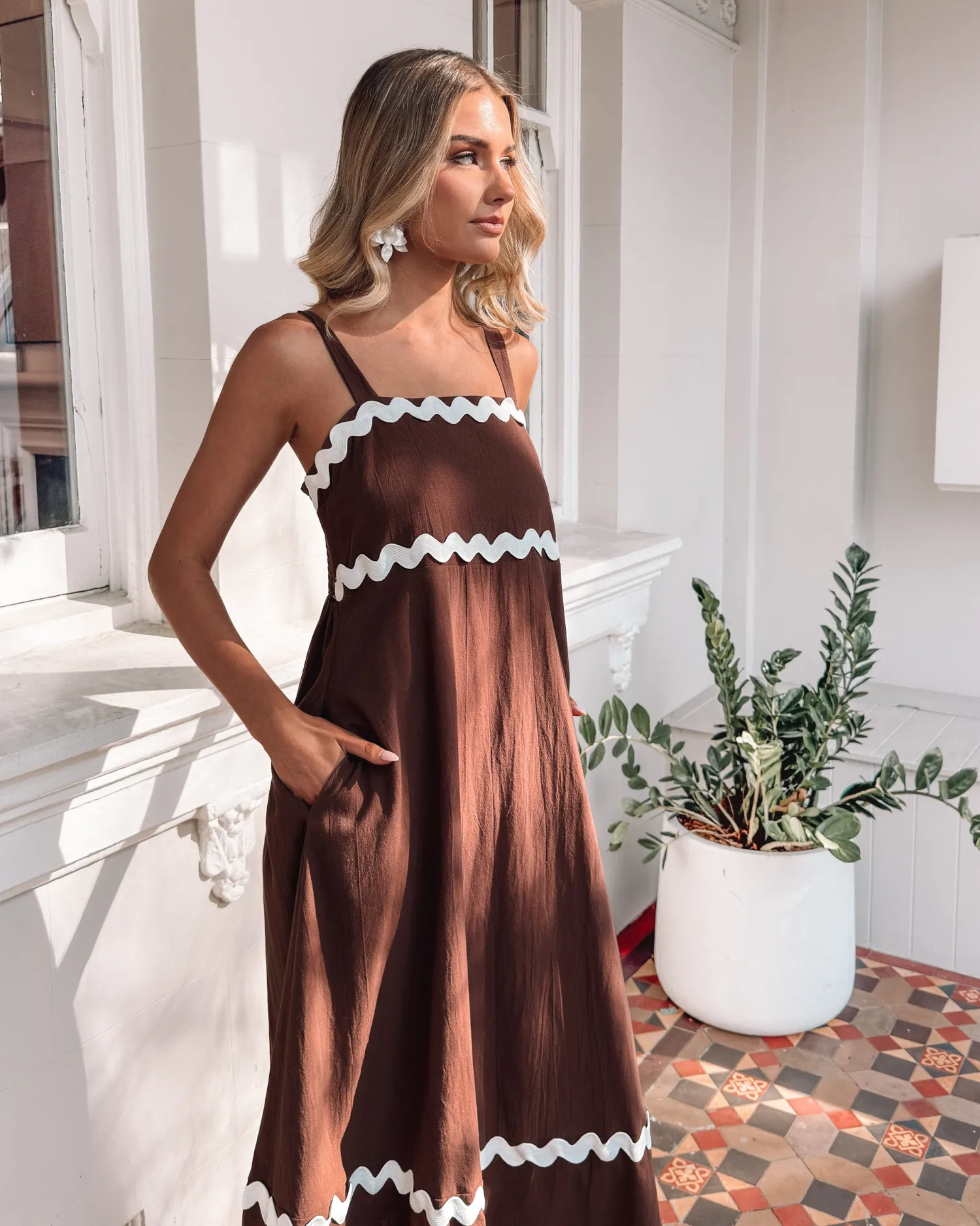 Discount Zarienne Dress - Choc Multi Curve Dresses|Maternity Dresses