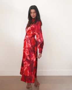 Sale Zirella Dress - Red Floral Floral Dresses|Long Sleeve Dresses