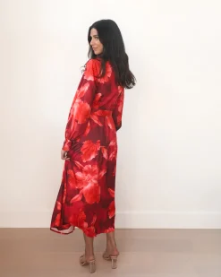 Sale Zirella Dress - Red Floral Floral Dresses|Long Sleeve Dresses