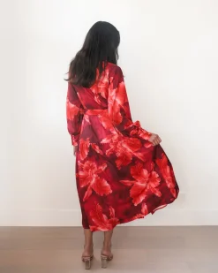Sale Zirella Dress - Red Floral Floral Dresses|Long Sleeve Dresses