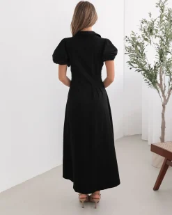 Hot Zorina Dress - Black Shirt Dresses|Midi Dresses