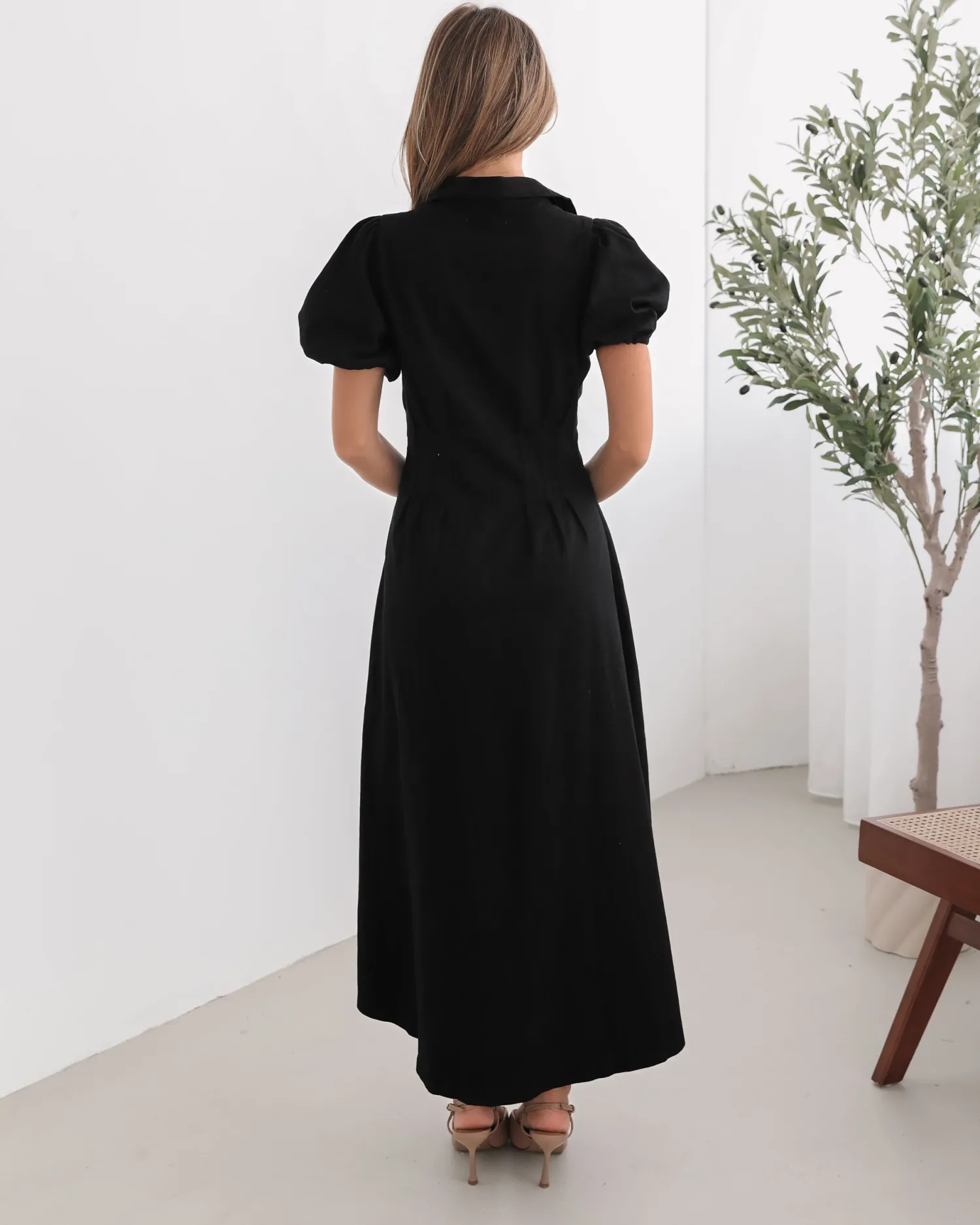 Hot Zorina Dress - Black Shirt Dresses|Midi Dresses