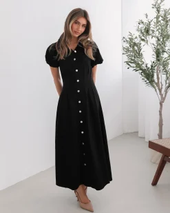 Hot Zorina Dress - Black Shirt Dresses|Midi Dresses